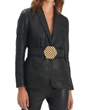 Velez Tatacoa Woven Leather Blazer Straight Fit - Black