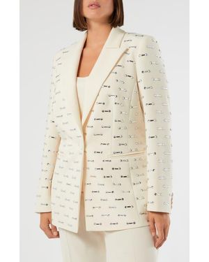 Marina Rinaldi Mescmalto Rhinestone Detail Jacket - Natural