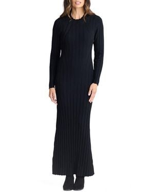 Brave+True Chloe Long Sleeve Rib Maxi Dress - Blue