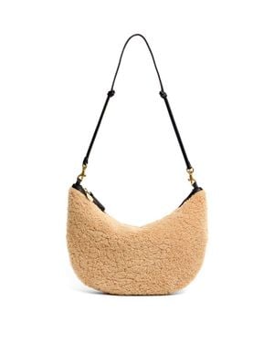 Clare V. Lune Genuine Shearling Shoulder Bag - Metallic