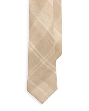 Ralph Lauren Plaid Cashmere & Silk Tie - Natural