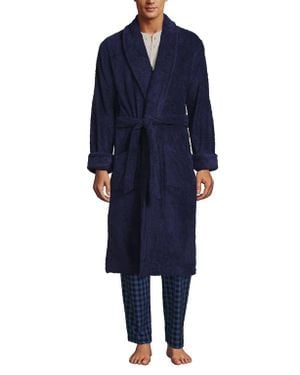 Lands' End Calf Length Turkish Terry Robe - Blue