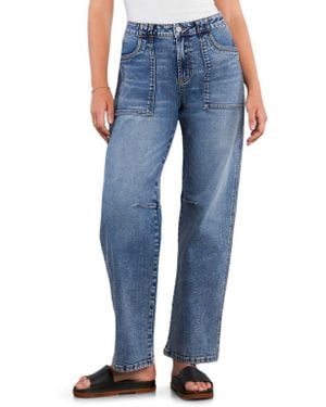 HINT OF BLU Patch Pocket Straight Leg Jeans - Blue
