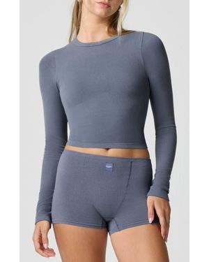 Florence By Mills Softie Seamless Long Sleeve Crop T-Shirt - Blue