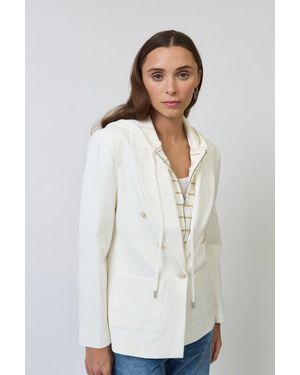 Central Park West Nevada Stripe Sweater Dickey Jacket - White