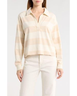 Marine Layer Luxe Rugby Stripe Sueded Cotton Top - Natural