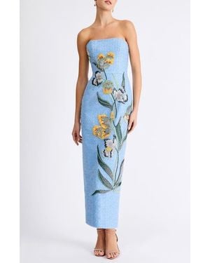 HELSI Sofia Beaded Strapless Sheath Maxi Dress - Blue