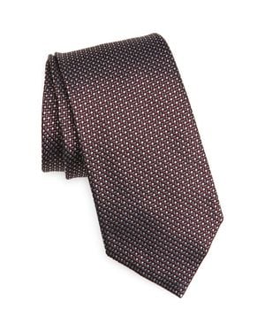ZEGNA Geometric Silk Jacquard Tie - Red
