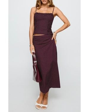 Princess Polly Shining Mirrors Polka Dot Cotton Camisole & Skirt Set - Red