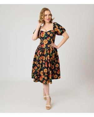 Smak Parlour Puff Sleeve Swing Dress - Natural