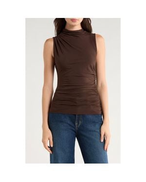 Rails Christen Ruched Mock Neck Sleeveless Top - Black