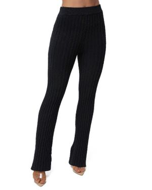 JLUXLABEL Lanah Rib Knit Flare Pants - Black