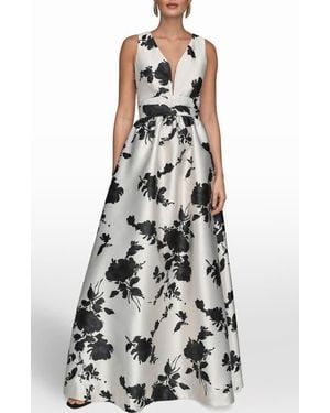 Donna Karan Floral A-Line Gown - White