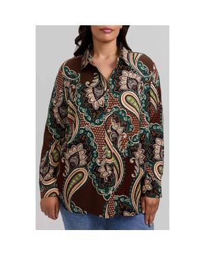 Foxcroft Meghan Paisley Print Button-Up Shirt - Black