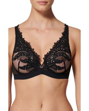 Simone Perele Mystic Underwire Embroidered Plunge Bra - Black