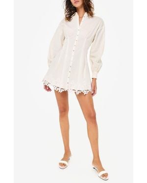 Cami NYC Kimiko Lace Detail Long Sleeve Cotton Mini Shirtdress - White