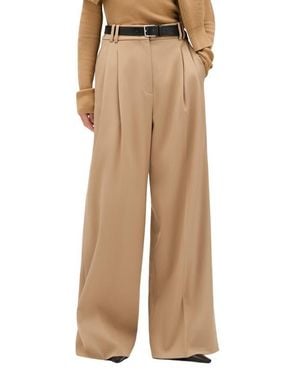 Another Tomorrow Twill Pleated Trouser - Natural