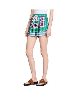 Sandro Short Floral Print Shorts - Blue
