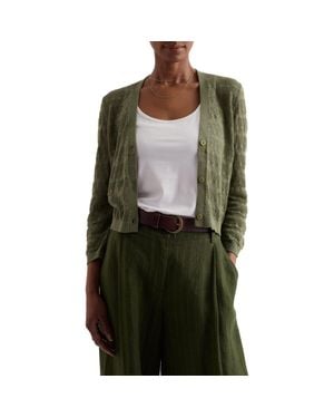 Seasalt Cornwall Sweet Day Pointelle Organic Cotton Cardigan - Green