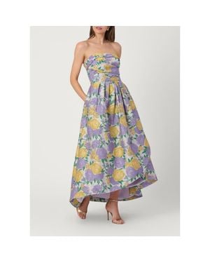Shoshanna Midnight Petunia Jacquard Carlisle Dress - Blue