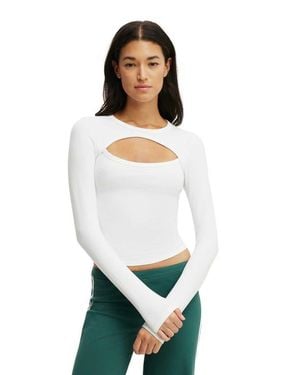 Cotton On Active Keyhole Long Sleeve - White