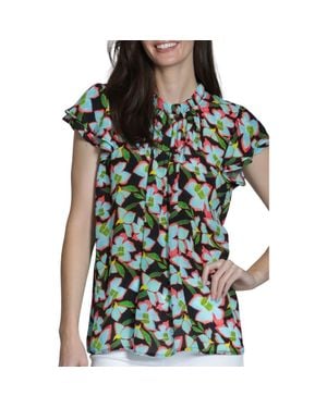 Apny Allover Print Flutter Sleeve Shirt - Green
