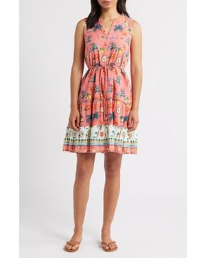 Beach Lunch Lounge Atlas Print Sleeveless Tiered Dress