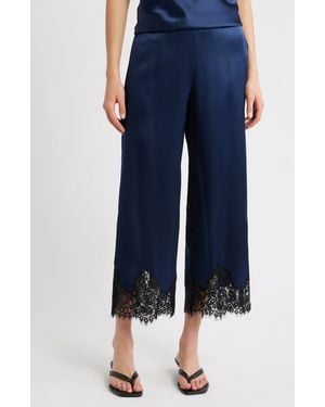 Reformation Carolina Silk Lace Hem Pant - Blue