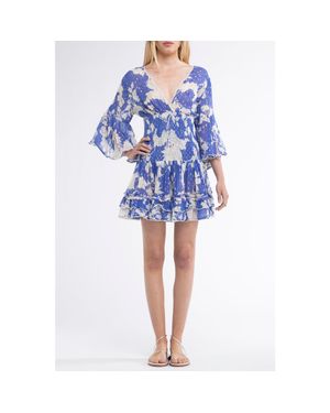 Sunday Saint Tropez Jenina Cover-Up Flower Mini Dress - Blue