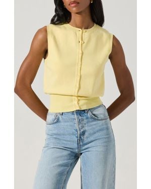 Astr Cotton Button-Up Sweater Vest - Blue
