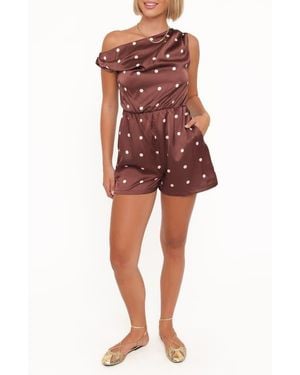 Petal & Pup Cassidy One-Shoulder Romper - Red