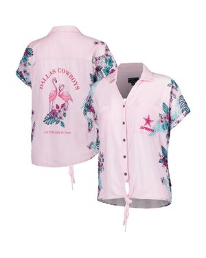 Margaritaville Dallas Cowboys Stadium Tie-Front Button-Up Shirt - Pink