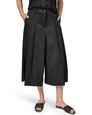 Donna Karan Pleated Crop Pants - Black