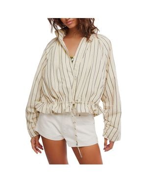 Free People Devon Stripe Ruffle Hem Jacket - Multicolor