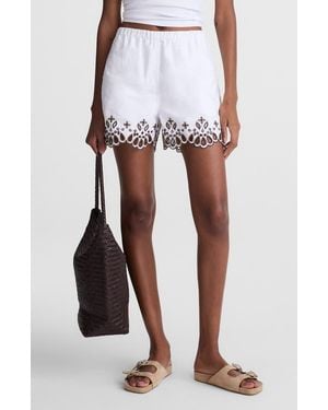 Madewell Embroidered Pull-On Poplin Shorts - White