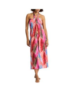 Sea Level Ring Hardware Convertible Cover-Up - Red