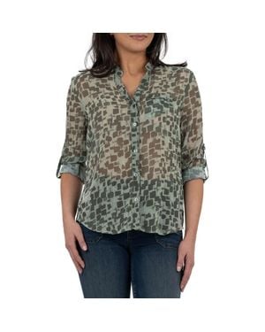 Kut From The Kloth Jasmine Chiffon Button-Up Shirt - Green