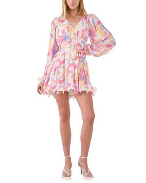 Endless Rose Tie Dye Long Sleeve Minidress - Red
