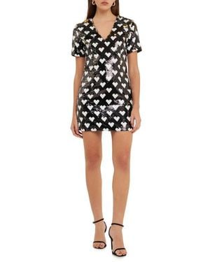 Endless Rose Sequin Heart Minidress - Black