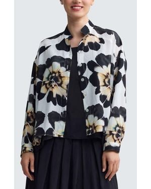 Luukaa Amaris Floral Print Stand Collar Shirt - Blue