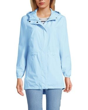 Lands' End Squall Packable Waterproof Raincoat - Blue
