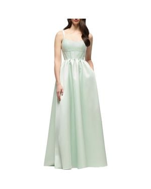 The Dessy Group Sleeveless Corset Satin Gown - Green
