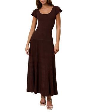 Solid & Striped The Belle Rib Knit Fit & Flare Midi Dress - Brown
