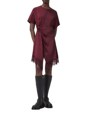 AllSaints Lana Lace Hem Minidress - Red