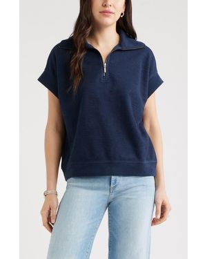 Caslon Short Sleeve Quarter Zip Sweatshirt - Blue