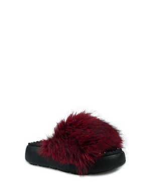 Zigi Fabbi Faux Fur Platform Sandal - Red