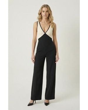 Modenaire Two-Tone Wrap Bodice Jumpsuit - Multicolor
