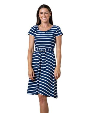 Hope & Henry Organic Cotton Tie-Waist Knit Dress - Blue