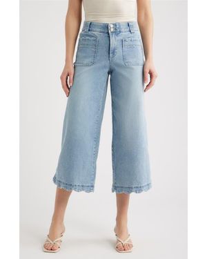 Wit & Wisdom Scallop Patch Pocket High Waist Crop Wide Leg Jeans - Blue