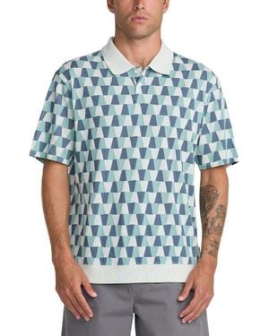 RVCA Ivy League Geo Print Piquè Polo - Blue